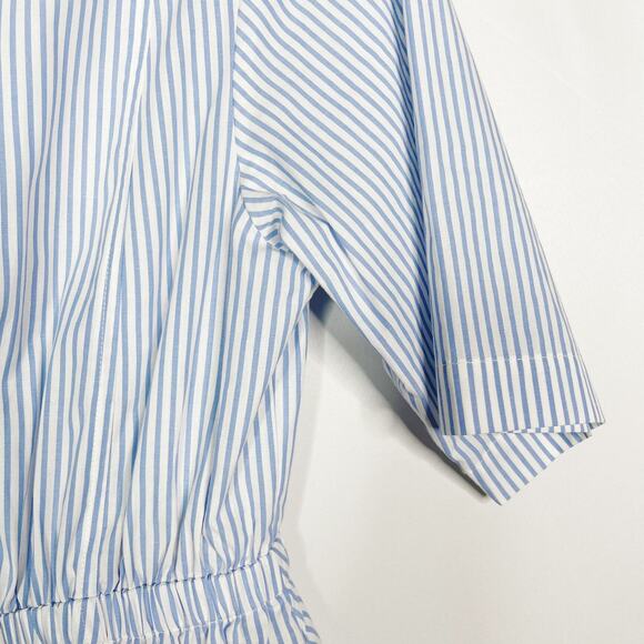 Scotch & Soda Womens Small Blue White Striped Gathered Waist Button Down Blouse - Picture 7 of 13